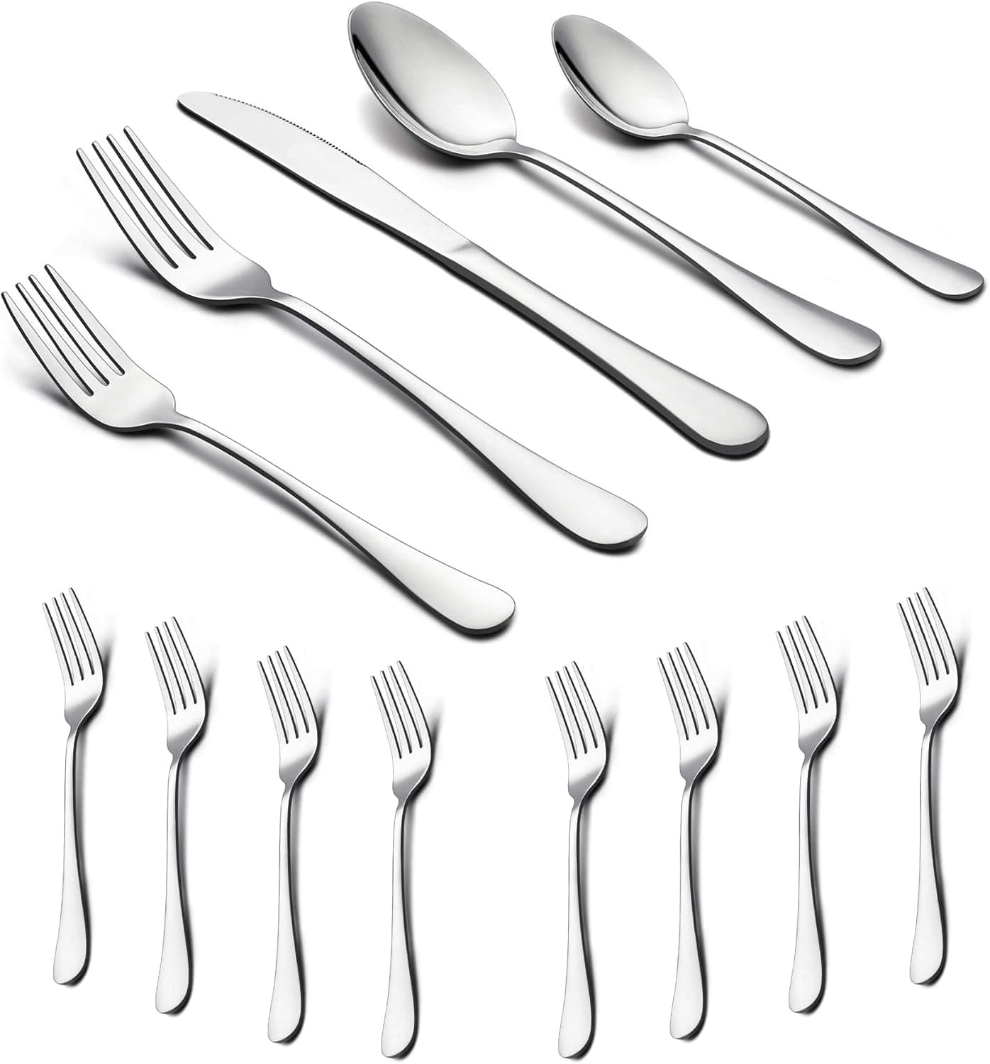 LIANYU 72Piece Silverware Set with Extra Forks Stainless Steel Flatware Cutlery Set for 12 Fork Spoon Knife Set Eating Utensils Tableware Dishwasher Safe