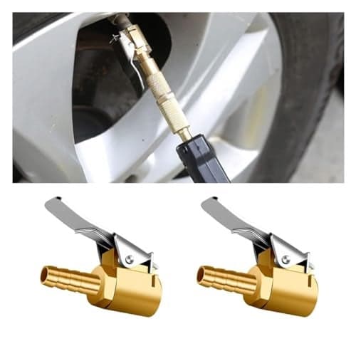 GLSOWEE 2PCS 14 Brass Locking Tire Air Chucks Portable Barb Lock No Leakage Air Chuck Adapter Locking Tire Inflator Nozzle Adapter Air Compressor Tire Chuck Hose End Repair Barb Type
