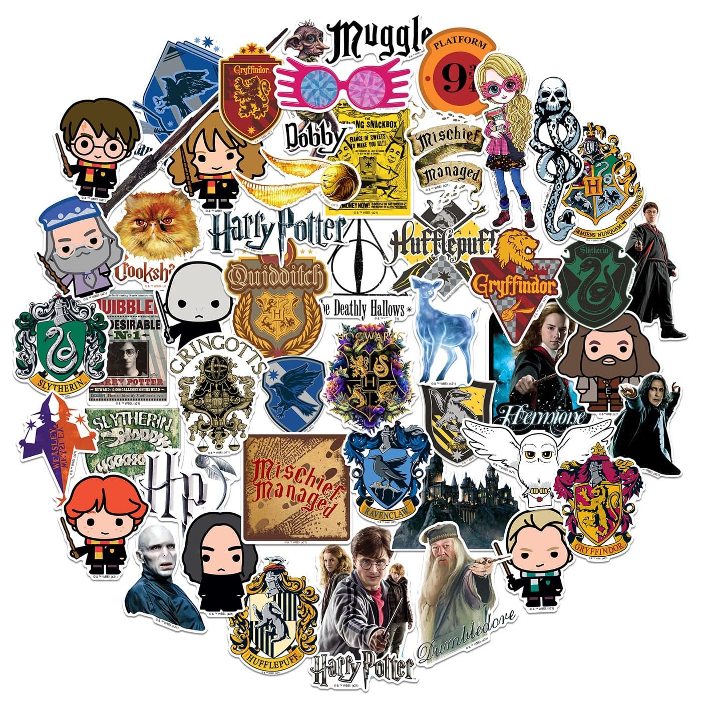 Harry Potter Stickers Die Cut Vinyl Sticker Variety Pack Laptop Water Bottle Scrapbooking Tablet Skateboard IndoorOutdoor Set of 50