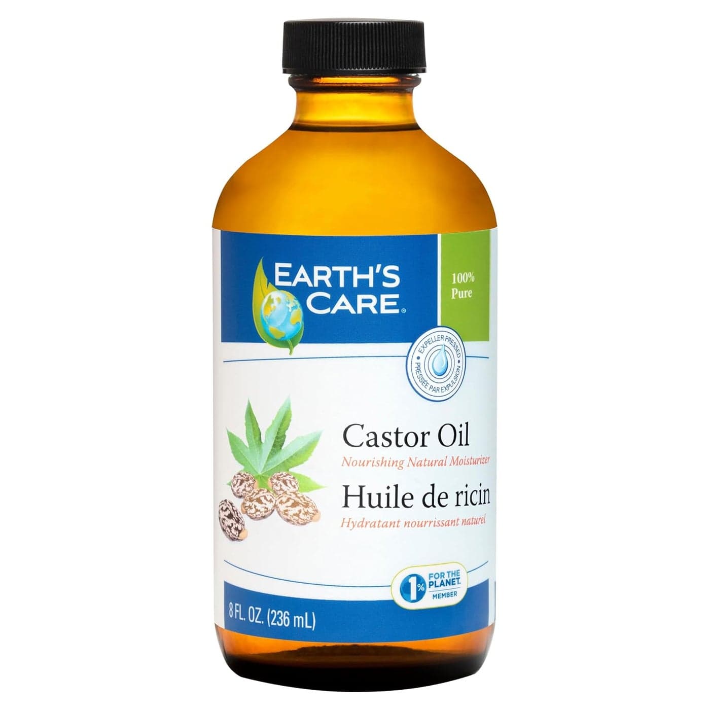 Earths Care Castor Oil 100 Pure Castor Oil Expeller Pressed All Natural Nourishing Moisturizer 8 FL OZ