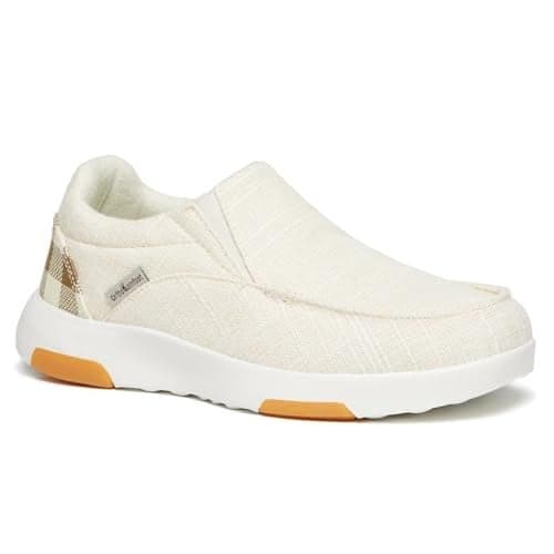Women's Orthopedic Slip-On Loafers Walking Shoes: Stylish Casual Plantar Fasciitis Work Shoes for Pronation, Orthotic Cushion Shoes with EVA+Rubber Sole for Travel Athletic Beige Size 7.5