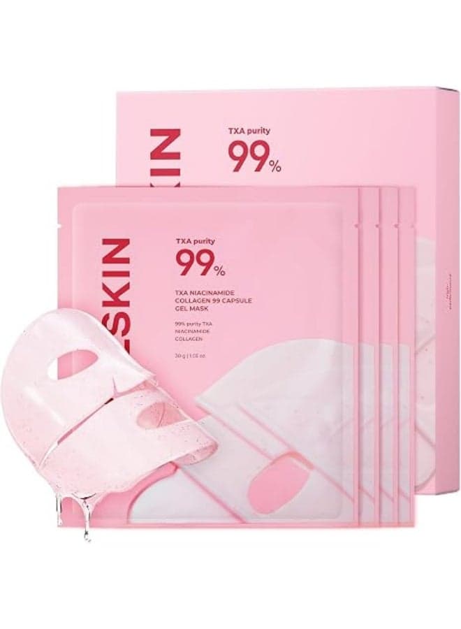APRILSKIN TXA Pink Capsule Gel Mask | Overnight Face Mask for Glass Glow Skin I 99% High-Purity Tranexamic Acid 3 for uneven skin tone I Elasticity, Hydrating and Firming I Korean Skincare I 30g x 4ea