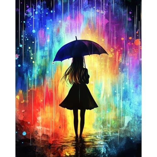 obterie Rain Paint by Numbers Kit for Adults Beginner Girl Oil Painting Kit Adult Paint by Number Kits on Canvas DIY Painting for Beginners Art by Numbers for Gifts Home Wall Decor 16x20 Inch