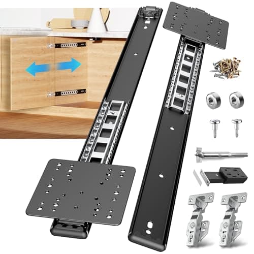 Pocket Door Slides Cabinet Pocket Door SlidePocket Door HingeCabinet Pocket Door Hardware Kit FitPivot Door Slide Hardware Insetwith Magnetic PushPull Latchfor Cabinet Door 2PCS 18in