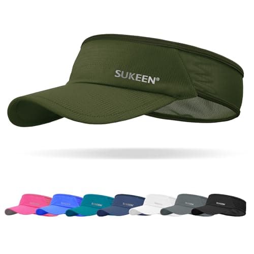 Sukeen Sports Sun Visor Men Women Lightweight Packable Cooling Stretchy Visor Hat for Running, Tennis, Golf Army Green