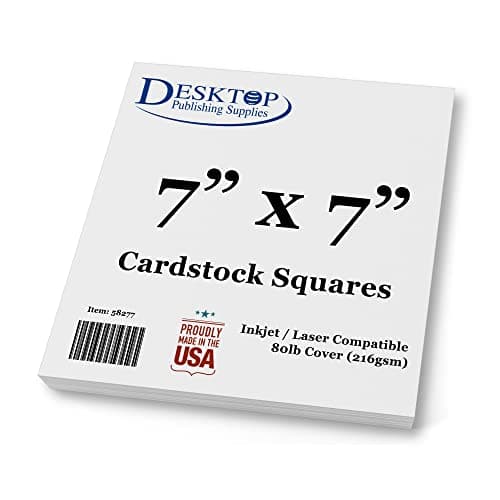 White Cardstock Squares Square Card Stock Paper Thick 80lb Cover For Spin Art Refill Scrapbooking Invitations Crafts 7 x 7 40 Pack