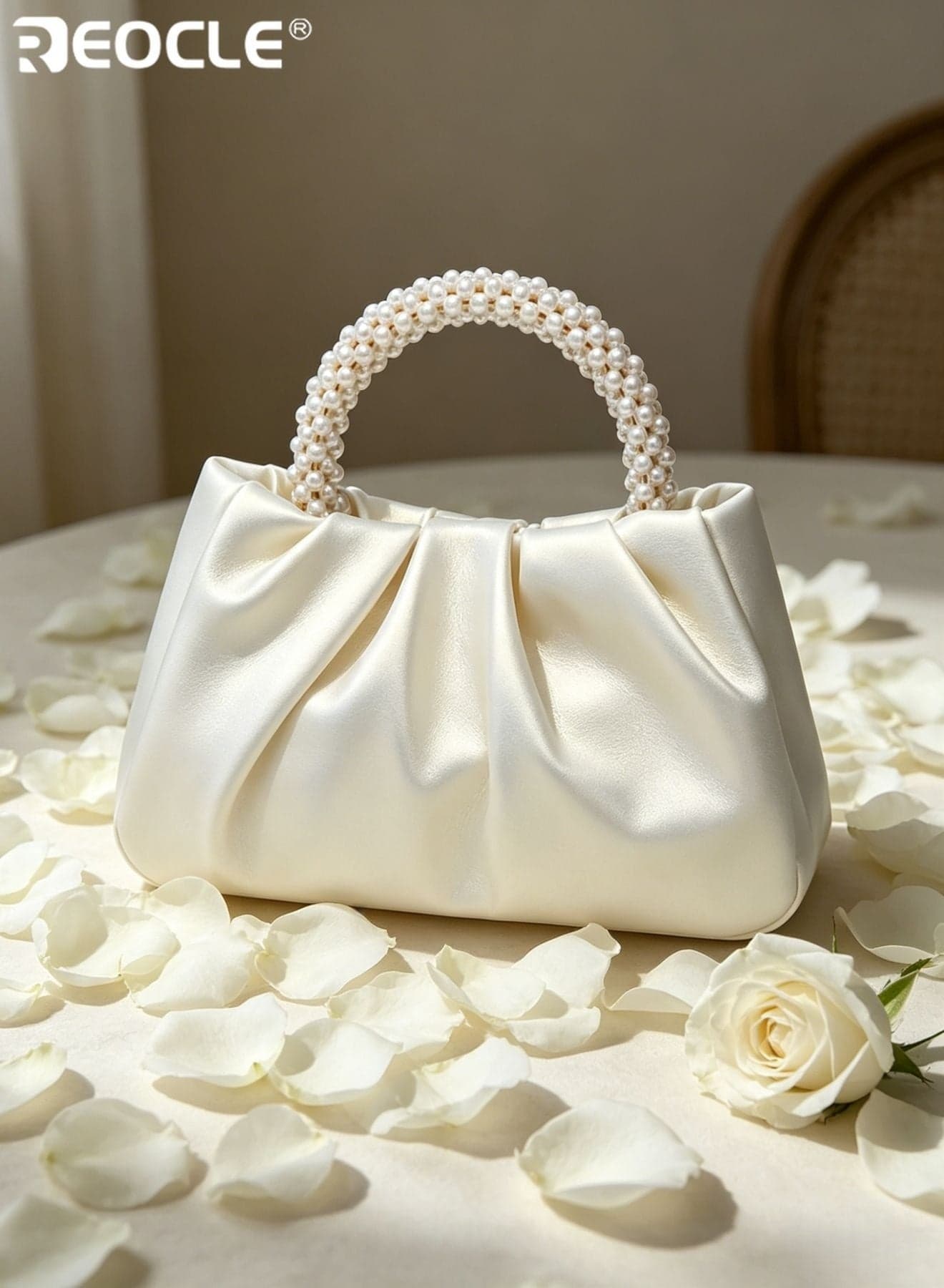 Women's Cloud Crossbody Bag with Pearl Accent and Soft Faux Leather Versatile Evening Bag with Elegant Design for Wedding Party Occasions