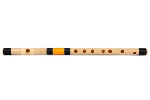 Radhe Flutes | F Natural Right Handed Middle Bansuri | Black & Orange | Tuned With Tanpura A=440Hz | PVC Flute + Hindi & English Flute Lessons