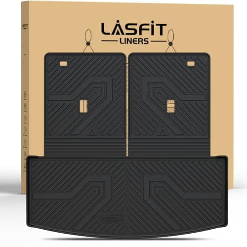LASFIT Cargo Mat for Ford Explorer 2020-2025 2026 Trunk & Backrest Liner, Custom Fit All Weather Protector Split Design Easy Installation Trunk with Seatback Mat Accessories, 1pc Black