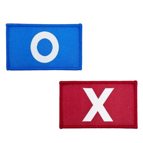 3 Halloween Game Costume Cosplay Patches Red X Sign and Blue O Sign Woven Iron on Patches