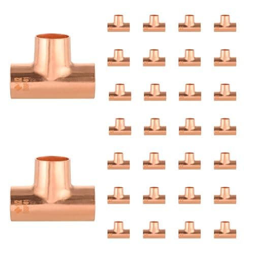 30Pack HeSun Copper Fittings 12X12X12 Copper Tee C x C x C with Sweat Solder ConnectionCOPPER010