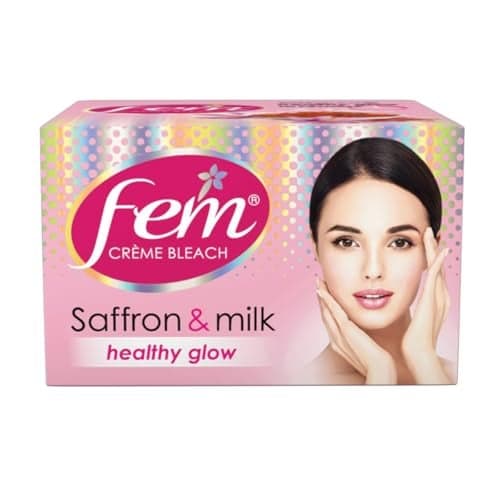 Fem Fairness (Saffron & Milk) Crème Bleach - 314g | Advanced Skin Brightening System | Enriched wih Goodness of Safrron & Milk | With Rejuvenating Fragrance | No Added Parabens, Silicones & Ammonia