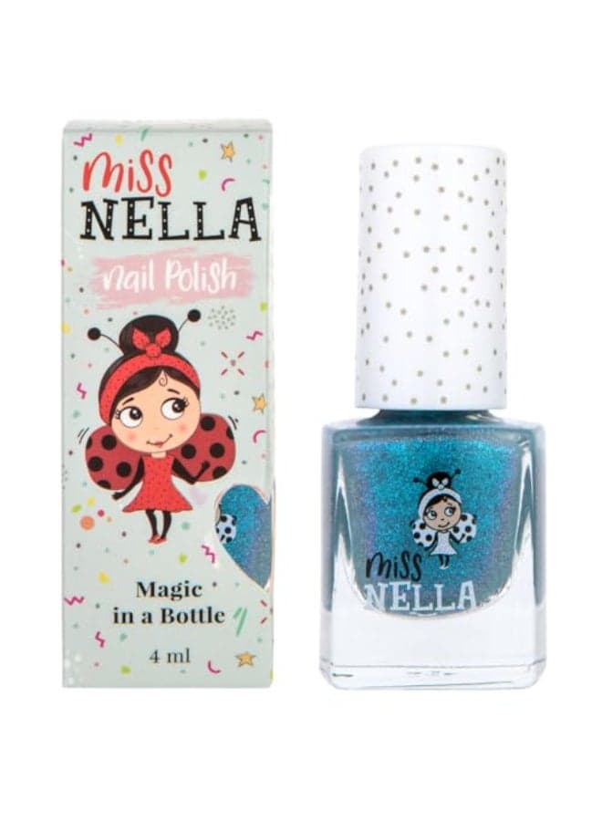 MISS NELLA BLUE THE CANDLES Special Glitter Blue Nail Polish for Kids with Peeloff Water Based Odour Free Formula