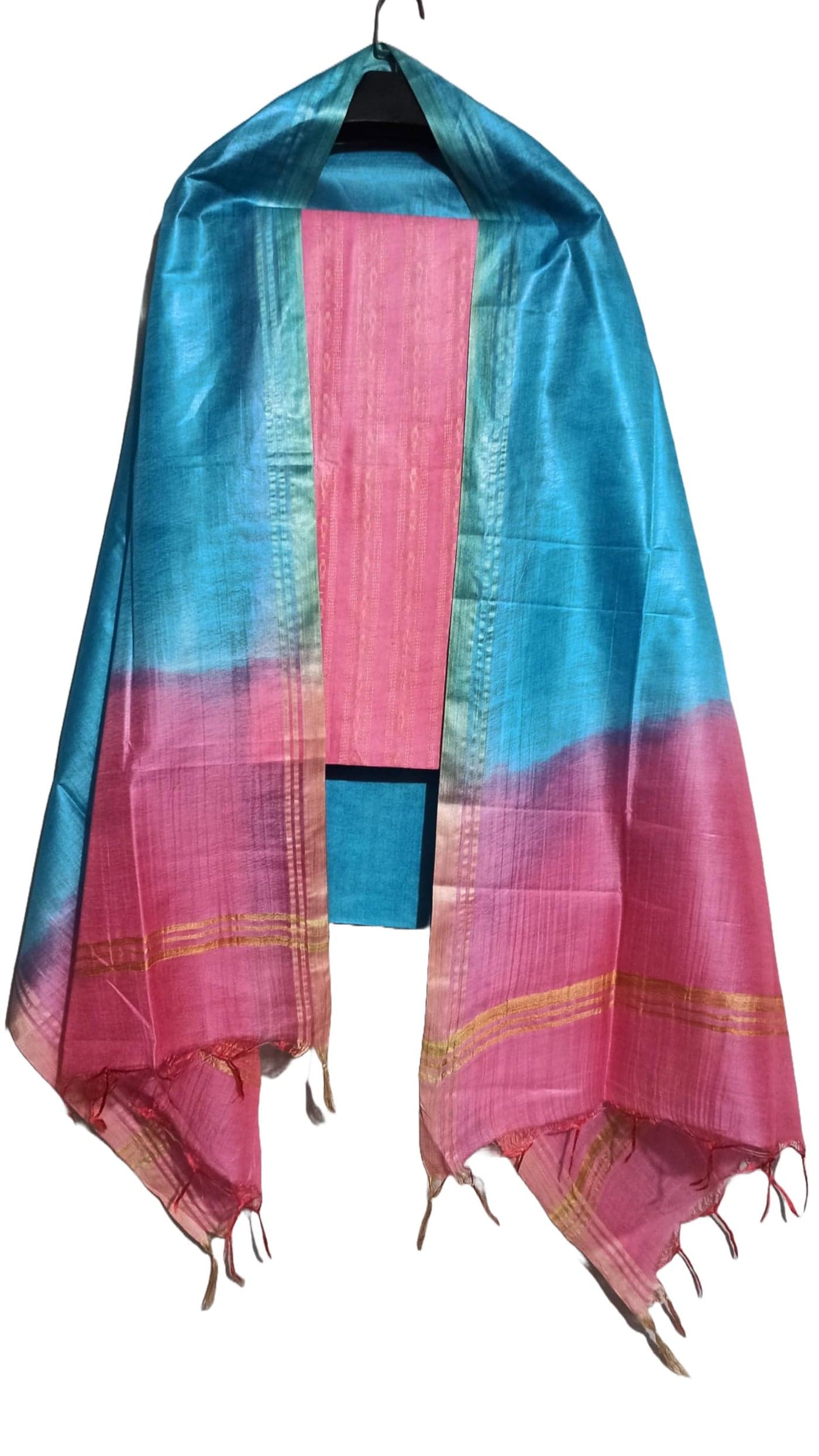 HAIDER ALI Handloom Semi Tussar Silk Unstitched Suit Set for Women with Dupatta | Salwar Suit Dress Material for Women & Girls | Top - 2.5 Mtrs, Bottom - 2.50 Mtrs & Dupatta - 2.3 Mtrs | Pink