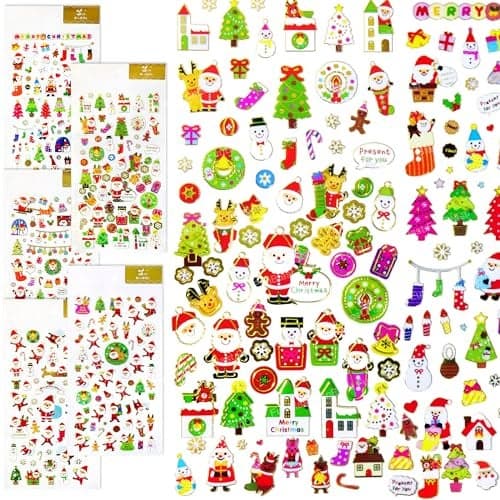 FunBlast Christmas Kawaii Sticker Set – Set of 5 Sheets Festive Stickers for Kids, Santa Claus Stickers for Kids, Cute Aesthetic Sticker, Self Adhesive Sticker (Multicolor)