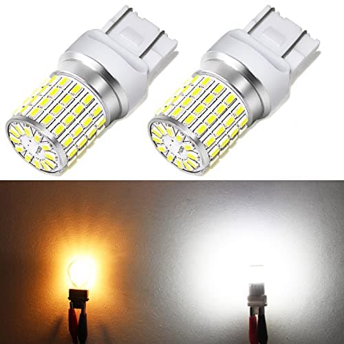 PHINLION 7440 7443 LED White Bulbs Super Bright 3014 72-SMD T20 7444 W21W LED Bulb for Back Up Reverse/Turn Signal/Brake Stop Tail Lights, 6000K Xenon White