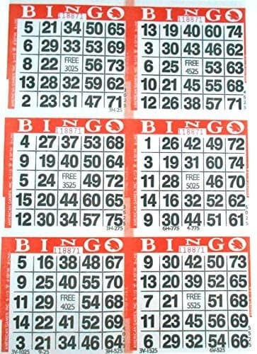 American Games 6 on Orange Bingo Paper Cards 500 Sheets 3000 Cards