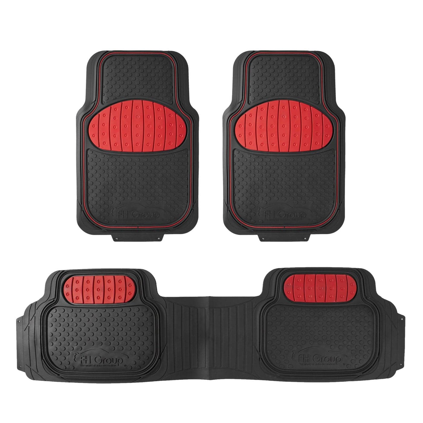 FH Group Car Floor Mats HeavyDuty Rubber Floor Mats for Cars Universal Fit Full Set Trimmable Automotive Floor Mats Climaproof Floor Mats for Most Sedan SUV Truck Floor Mats Red