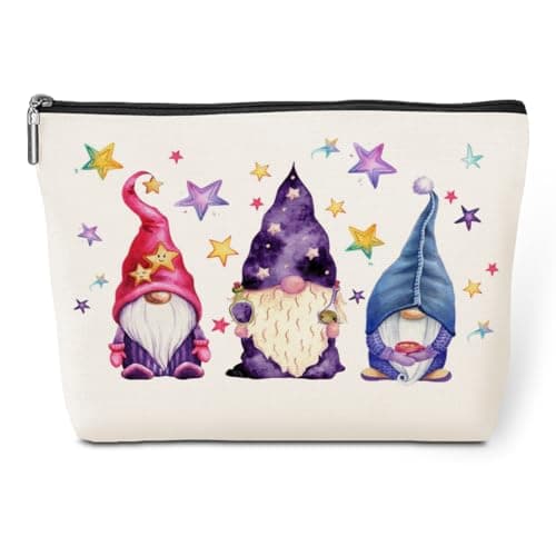 jeilink Watercolor Magic Gnome Star Makeup Bag Cosmetic Bags Gnomes Gifts for Women Gnome Lovers Daughter Girl BFF Friend Sister Bestie Nurse Wife Mom Friendship Birthday Christmas Toiletry Bag
