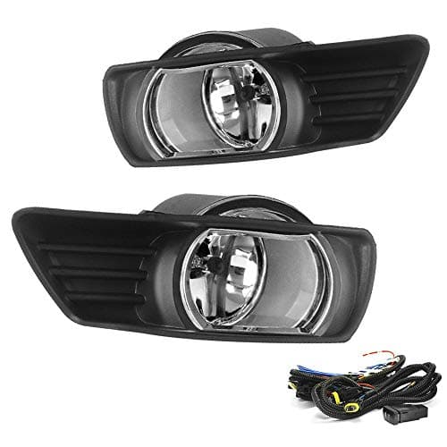Driving Fog Lights Lamps Replacement for Toyota Camry 2007 2008 2009 with H11 12V 55W Halogen Bulbs & Universal Switch and Wiring Kit (Clear Lens)