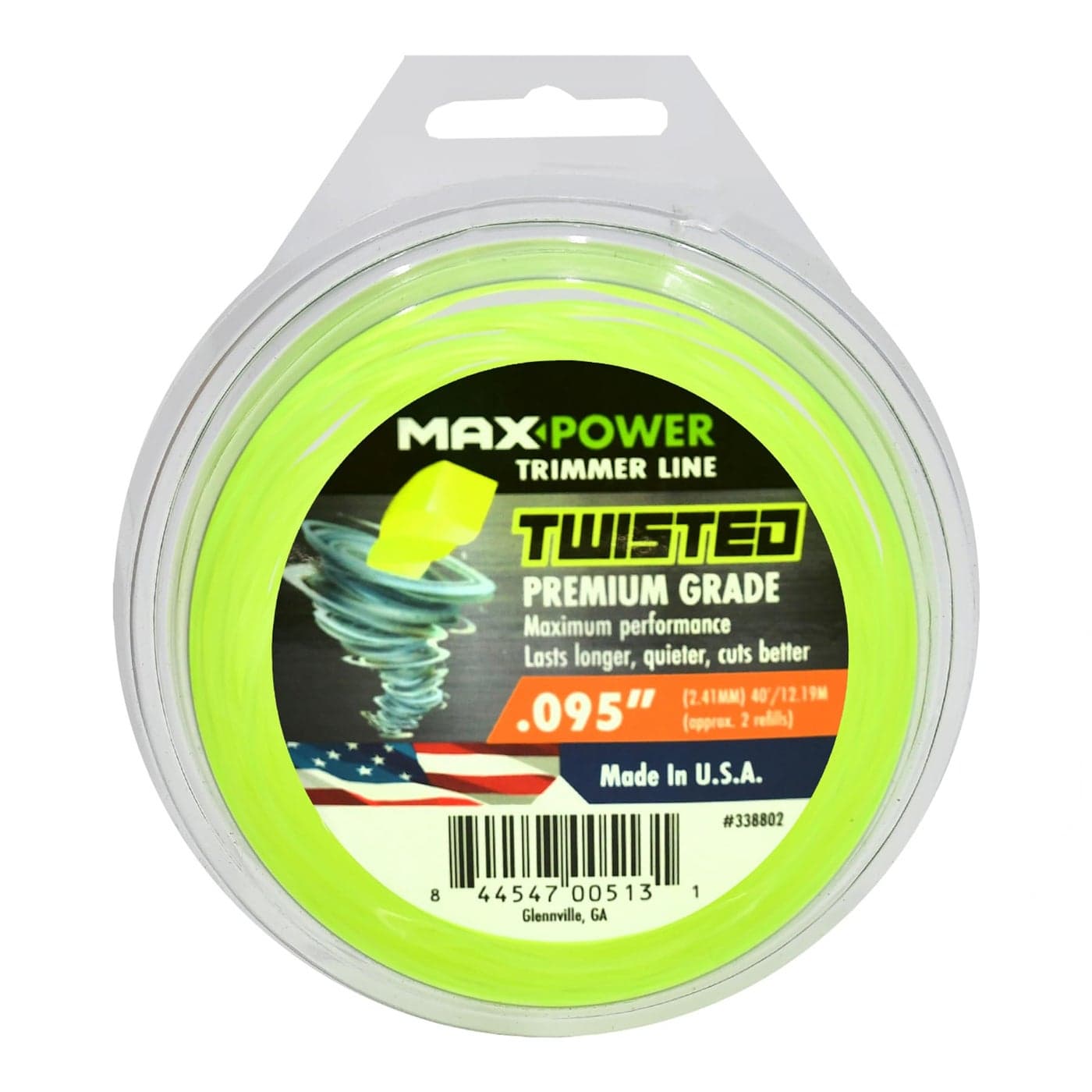 MaxPower 338802 Premium Twisted Trimmer Line 095Inch Length x 40Foot Length