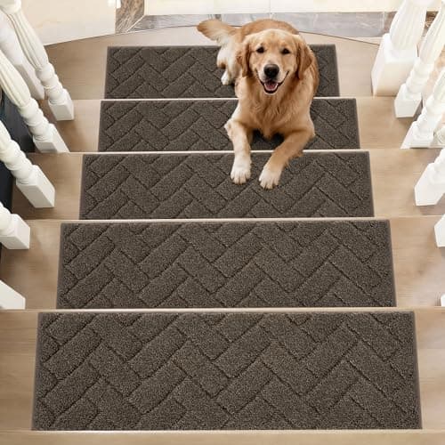 BEQHAUSE Edging Stair Treads for Wooden Steps 9" x 28", Non Slip Carpet Stair Treads Indoor Stair Runners, Soft Stair Rugs, Machine Washable, 100% Polyester, TPE Backing, 15pcs, Brown