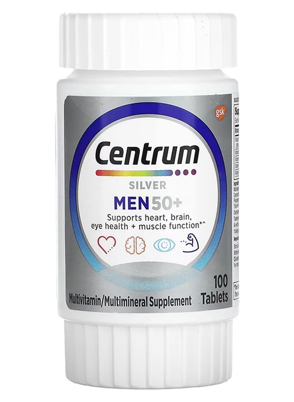 Silver Men 50+ Multivitamin & Multimineral Tablets for Healthy Aging, Heart, Brain & Immune Support | 100 Tablets