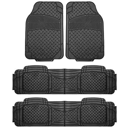 FH Group Automotive Floor Mats Climaproof for All Weather Protection Universal Fit Trim to Fit for Most Cars SUVs and Trucks 3 Row 4pc Full Set Black