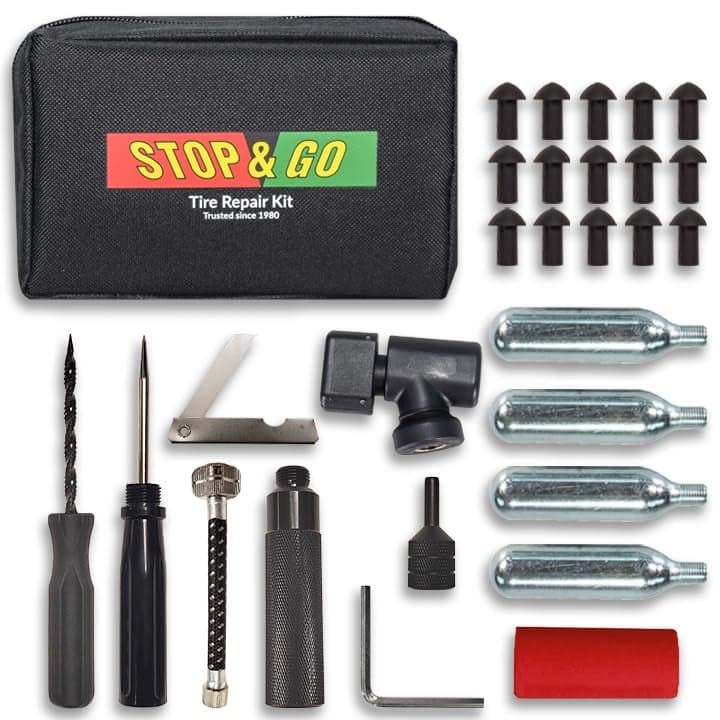 Stop Go 1000 22 Piece Tubeless Tire Pocket Plugger Repair Kit for Punctures and Flats on Car Motorcycle ATV Jeep Truck Tractor 15 Mushroom Plugs