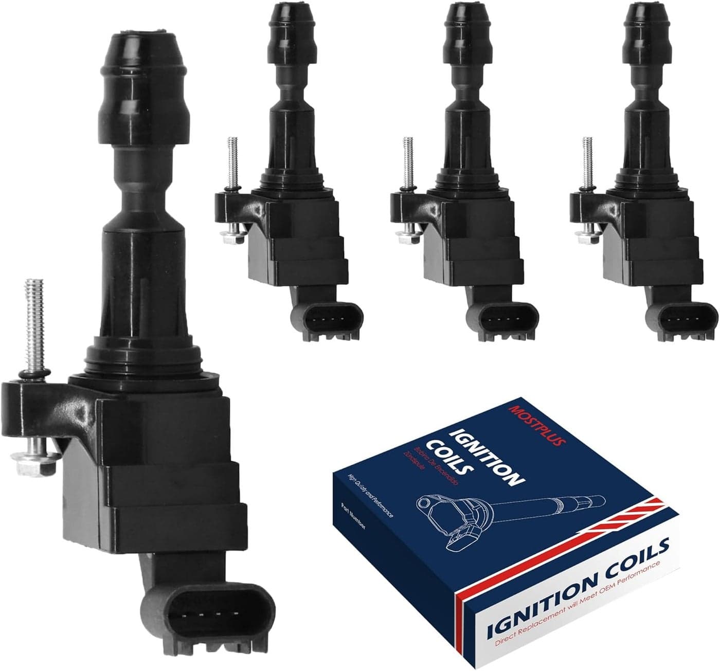 MOSTPLUS Set of 4 Ignition Coil Pack for Saturn Sky Vue, Chevrolet Cobalt, HHR, Malibu, Buick Regal, Verano, Lacrosse