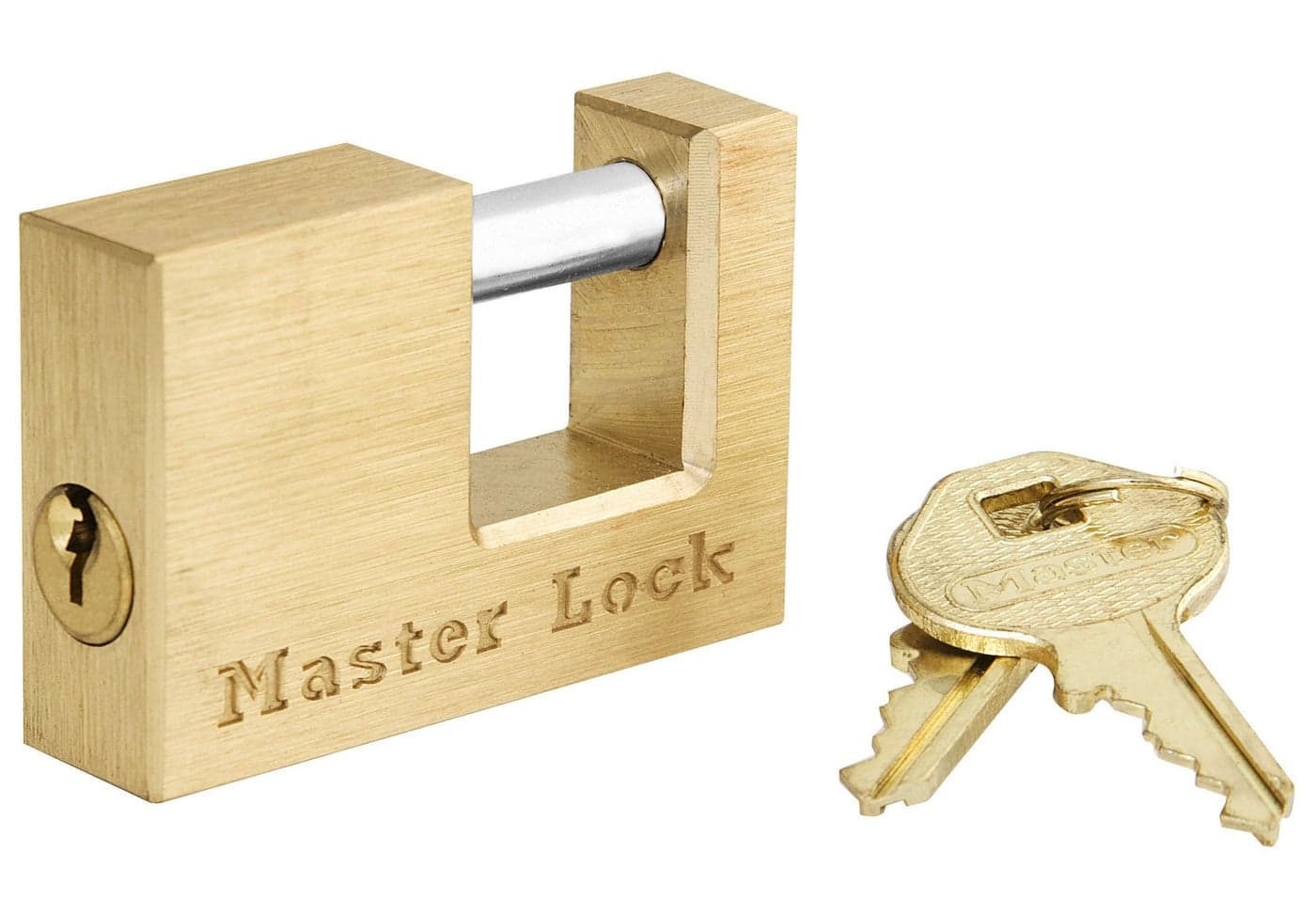 Master Lock 605DAT Shackle 15/16" Length x 7/16" Inner Width, 2" Body Width, Solid Brass Coupler Lock
