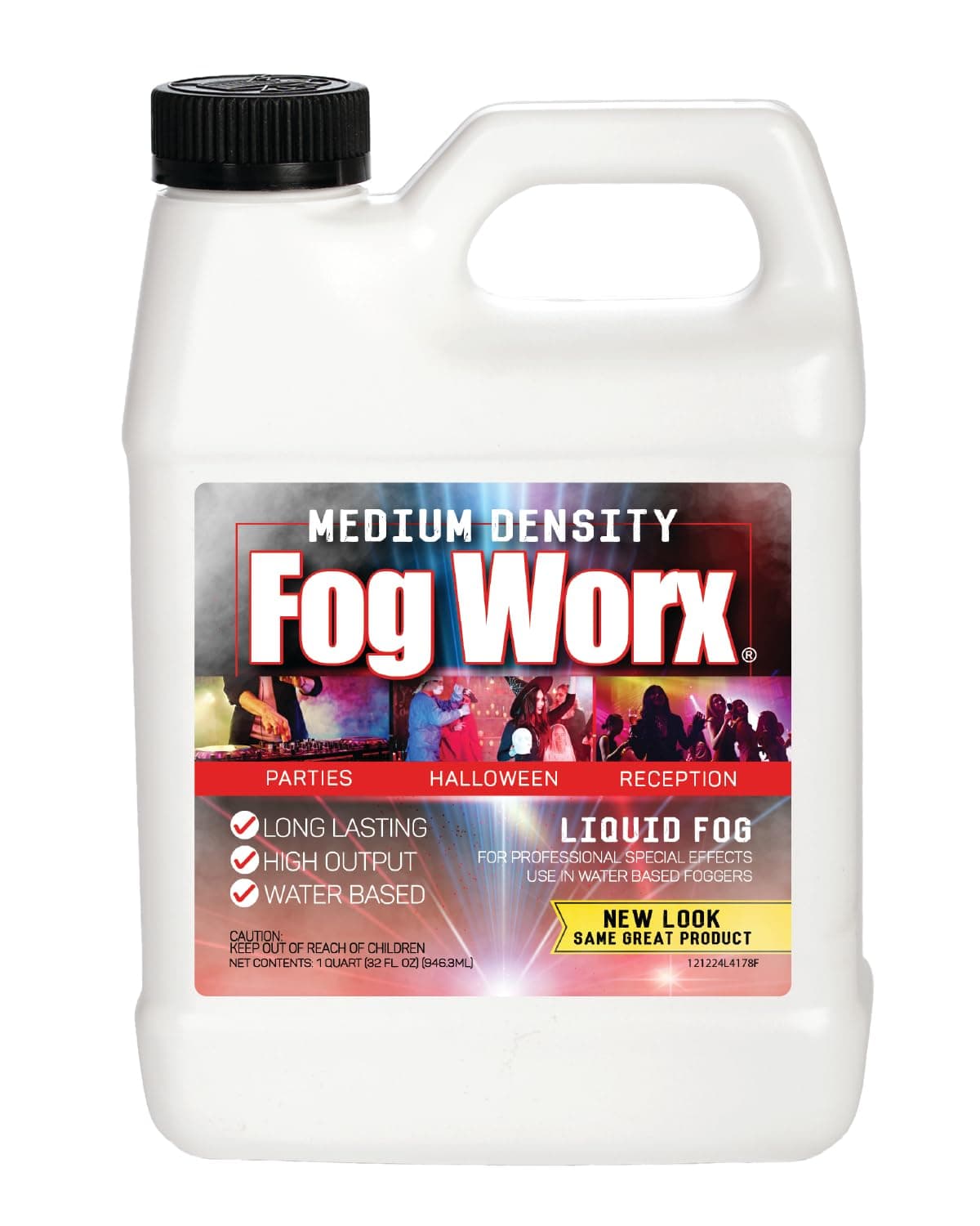 FogWorx Fog Juice - 1 Quart of Premium Odorless Fog Fluid (32 oz) - Medium Density, High Output, Long Lasting Fog Machine Fluid for 400 Watt to 1500 Watt Machines