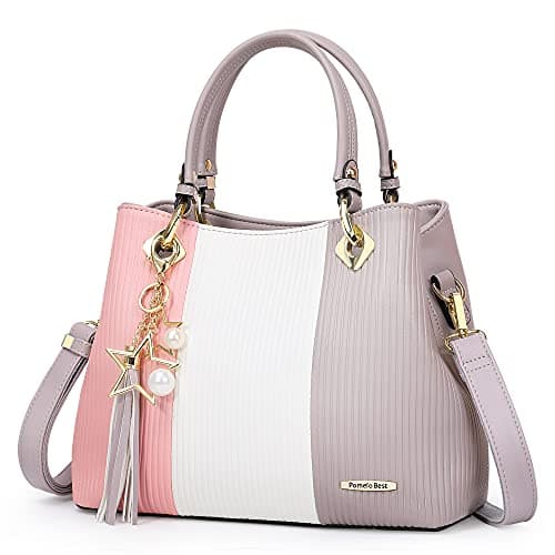 Pomelo Best Purses and Handbags for Women with Multiple Pockets, Leather Top Handle Satchel Fashion Tote Shoulder Bags for Ladies, Spring Pretty Color Combination