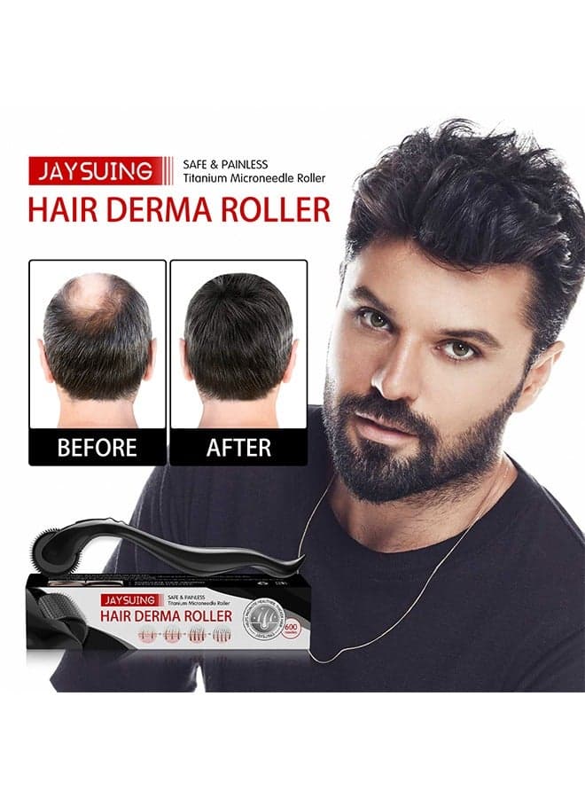 Hair Derma Roller, Safe Painless Titanium Microneedle Roller Strong Root Nourish Scalp Healthy Thick Hair