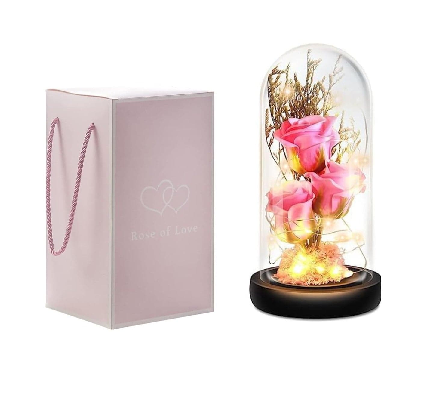 HVG TRADERS Artificial Flower Galaxy Glass Rose Flowers Forever Eternal Crystal Light Up Rose in Glass Dome with Butterfly Presents for Her Mom Sister Wife Girlfriend Purple ROSE FLOWER WITH NATUREL