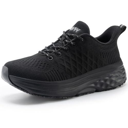 AVW Womens Non Slip Work Shoes Water Resistant Walking Sneakers Food Service Chef Kitchen Shoes Black