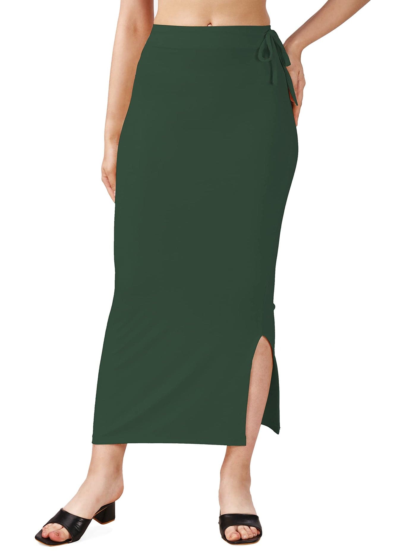 Mehrang Stretchable Saree Shapewear Petticoat for Women, Cotton Blended,Petticoat,Skirts for Women,Shape Wear Dress for Saree DarkGreen