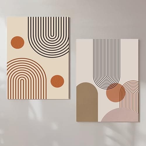 PAINTINGMANTRA Stretched Canvas Painting Set of 2 Boho Art For Living Room, Decorative Home & Wall Décor Abstract Art