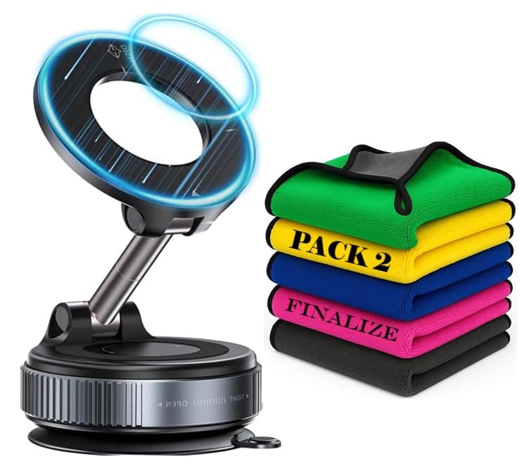 Finalize 360° Magnetic Car Mobile Holder for Dashboard Vacuum Suction Phone Holder Mount Hand Free Magnetic Cell Phone Stand with Strong Grip Shockproof Suction Cup for Car,Office (Mobile Holder)