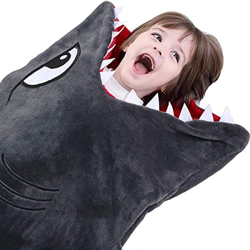 CozyBomB™ Shark Blanket Cozy Wearable Hoodie, Cartoon Animals Shark Hoodie Onesie,Gray Sleeping Bag Interesting Onesie Blanket Costume Gifts for Boy Girl Birthdays Christmas