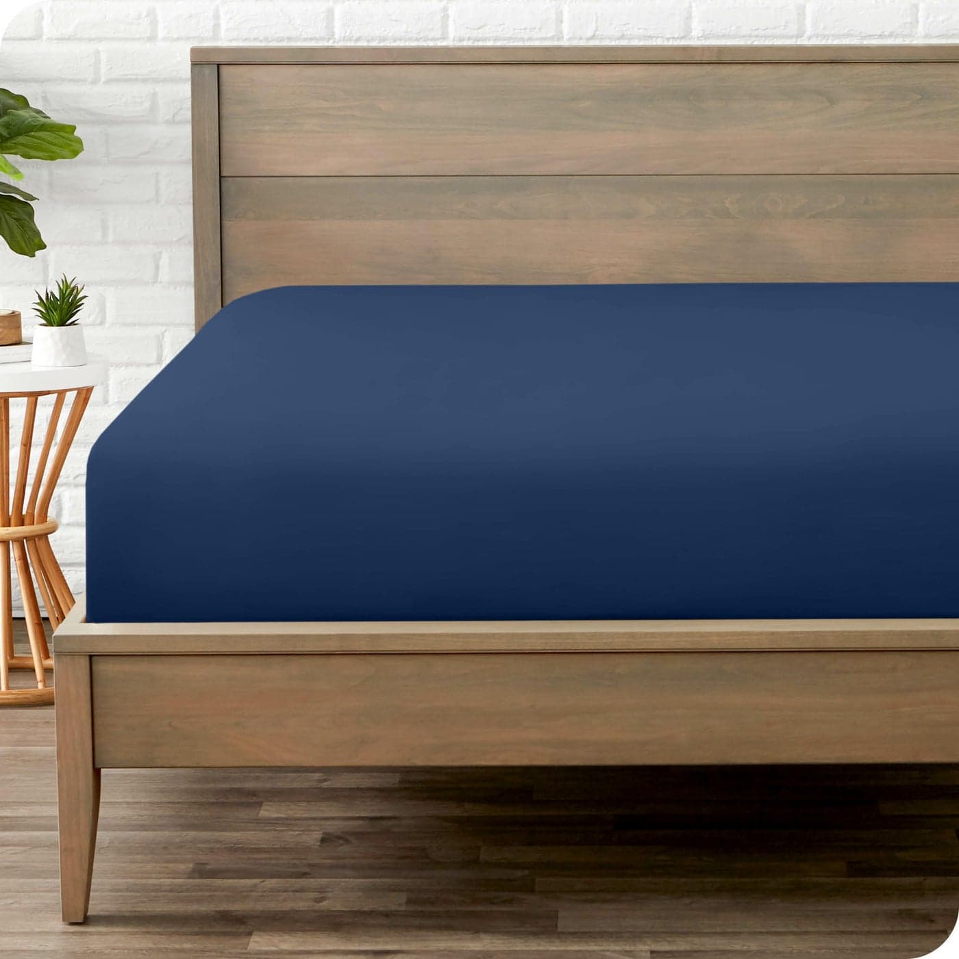 Bare Home Fitted Bottom Sheet California King Premium 1800 Microfiber UltraSoft Wrinkle Free Deep Pocket Cal King Fitted Sheet California King Dark Blue