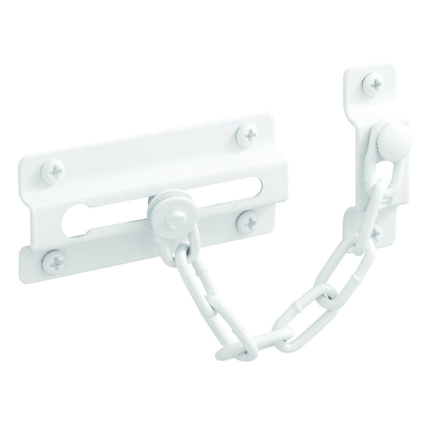 PrimeLine U 9852 Chain Door Guard Stamped Steel wSteel Chain White Painted Finish Single Pack