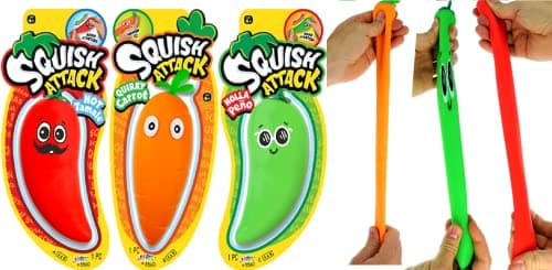 JARU Stretchy Carrot Squish Attack Sensory Toy Sensory Toy Stress Relief Toys Sand Filled Fidget Toys Easter Gifts for Kids and Adults Party Favors 5560 1 Carrot 2 Peppers
