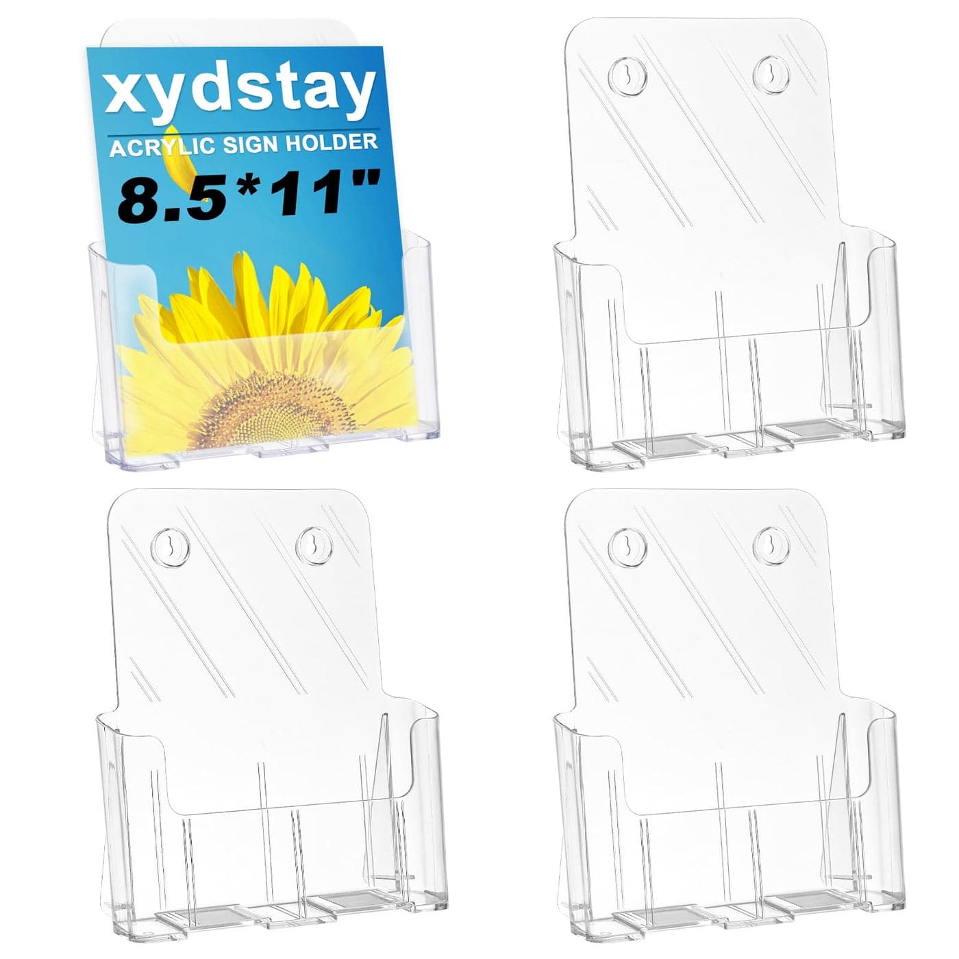 xydstay Acrylic Brochure Holder 85x11 Inches Slant Back Design Clear Display Stand Plastic Table Stand Sign HolderPamphlet Holder Flyer Holder Acrylic Display Stand Acrylic Table Signs Plastic Paper Holder for Office Home Store 4 Pack
