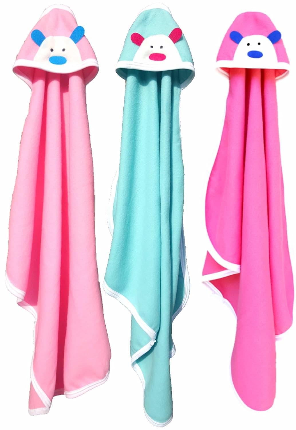 BRANDONN Newborn Original 3PCS.. Big Size (36 X 27) Cute Baby Blankets for Babies (C-Green, Hotpink, Pink; Pack of 3)