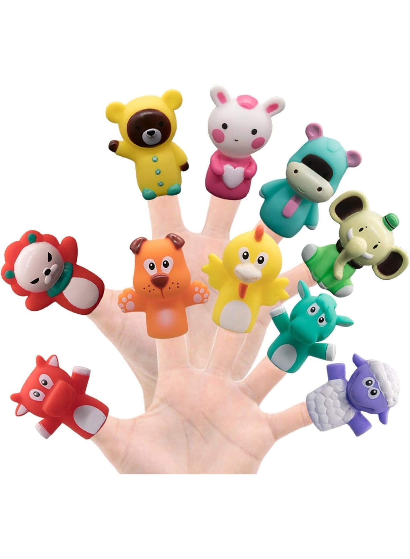 Baby Hippo 10-Piece Finger Puppet Set - Party Favors, Educational Toys, Bathtub Toys, Story Time, Beach Toys, Playtime, Farm Animals 10-Piece Set