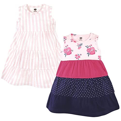 Hudson Baby baby girls Hudson Cotton Dresses, Pink Navy Floral, 0-3 Months Casual Dress, Pink Navy Floral, 3 Months US