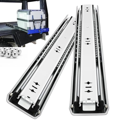 YENUO Heavy Duty Drawer Slides Full Extension 12 14 1618 20 22 24 26 28 30 32 34 36 38 40 Inch Side Mount Ball Bearing RailsTrack Guide Glides Runners 250 Lbs 1 Pair (No Lock) -W:53mm, 14 Inch