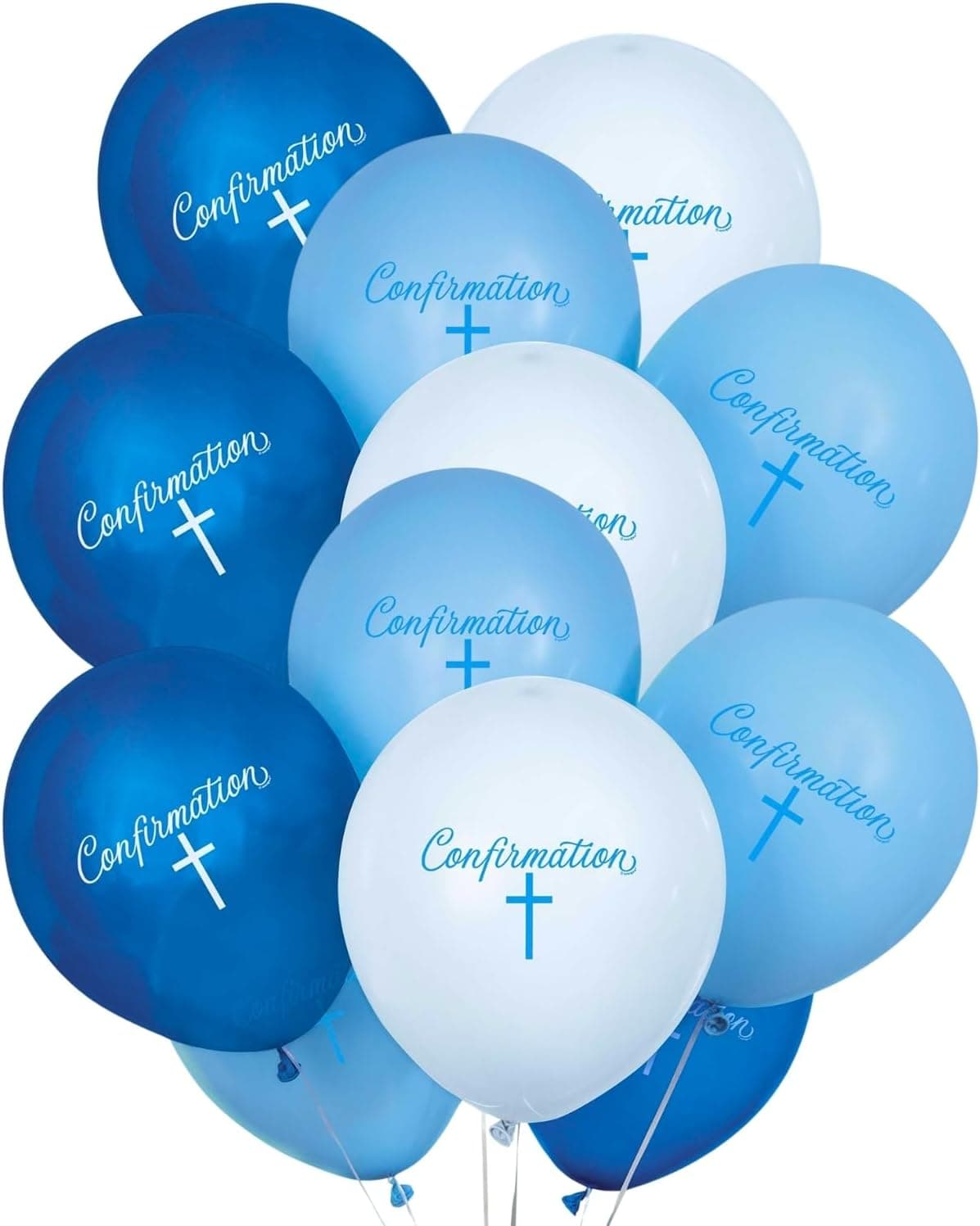 Unique Fancy Blue Cross Confirmation Latex Balloons 12 Pack of 8 Elegant Party Decor for a Blessed Celebration