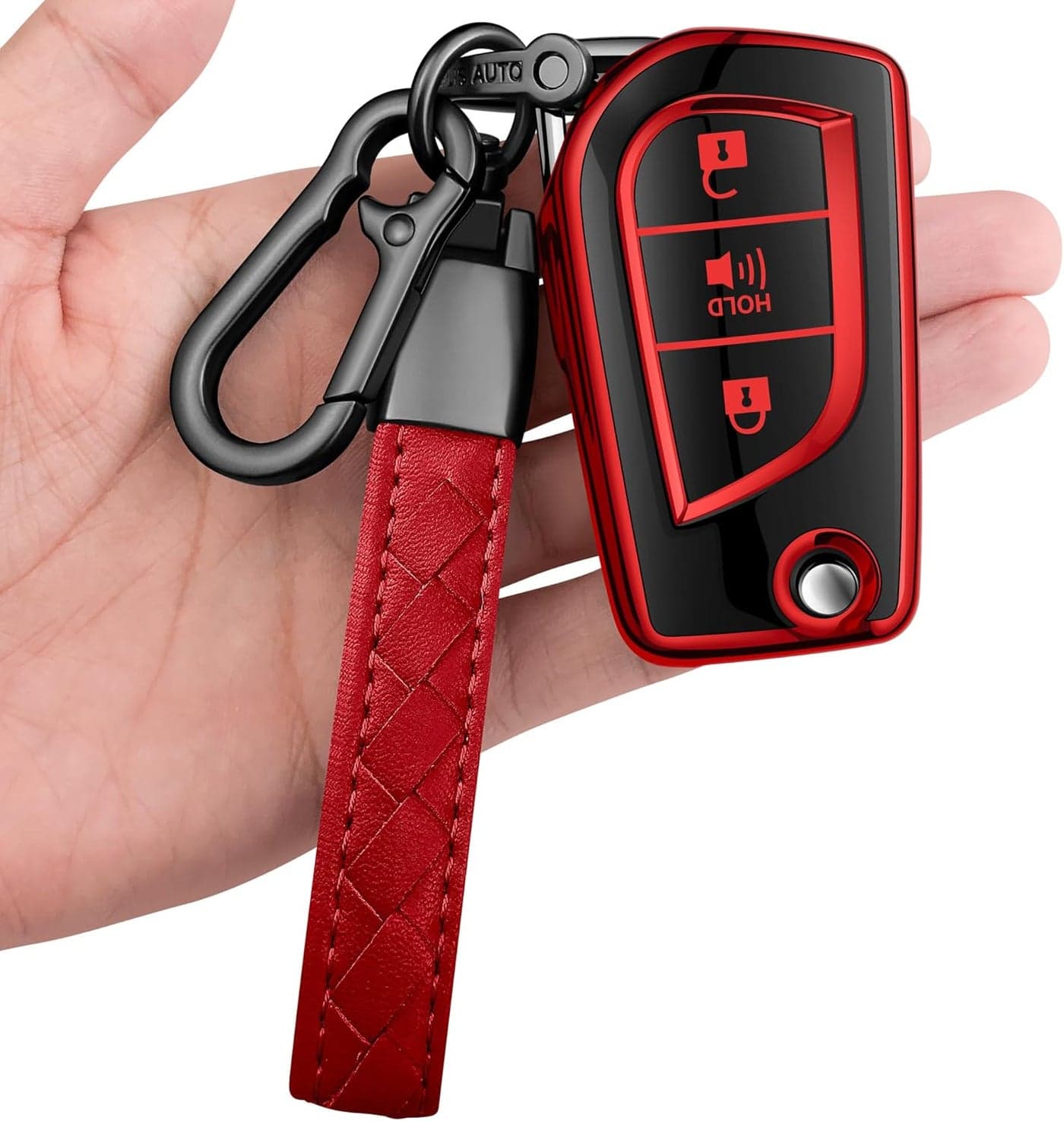 Sindeda Toyota Key Fob Cover with Keychain - Red
